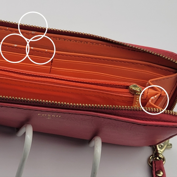 FOSSIL Sydney Leather Zip Clutch Wallet Wristlet Organizer - Picture 4 of 8